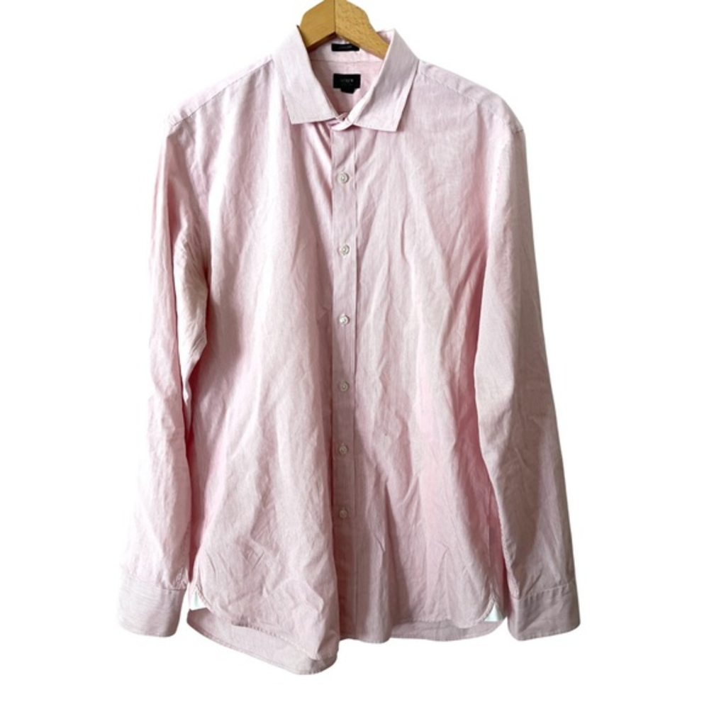 J.‎ CREW Ludlow 120's 2-Ply Cotton red white Pinstriped Button Down Shirt L